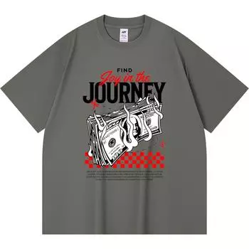 230GSM 100% Cotton T-Shirt Journey Print Tees Funny Harajuku Style Combed Cotton Tshirt XS абрикосовый