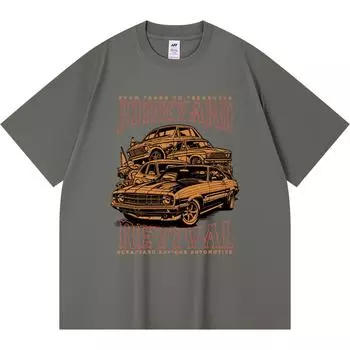 230GSM 100% Cotton T-Shirt Junkyard Revival Print Tees Funny Harajuku Style Combed Cotton Tshirt XS абрикосовый