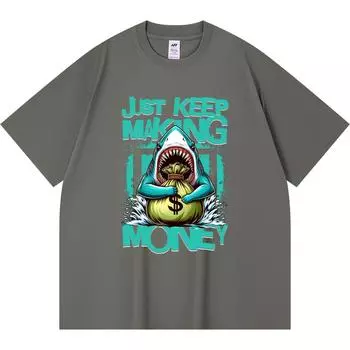 230GSM 100% Cotton T-Shirt Just Making Money Print Tees Funny Harajuku Style Combed Cotton Tshirt XS абрикосовый