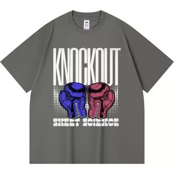 230GSM 100% Cotton T-Shirt KNOCKOUT Print Tees Funny Harajuku Style Combed Cotton Tshirt XS абрикосовый