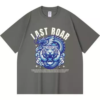 230GSM 100% Cotton T-Shirt Last Roar Print Tees Funny Harajuku Style Combed Cotton Tshirt XS абрикосовый