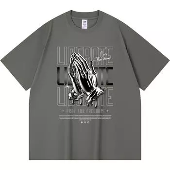 230GSM 100% Cotton T-Shirt Liberate Print Tees Funny Harajuku Style Combed Cotton Tshirt XS абрикосовый