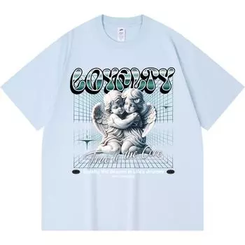 230GSM 100% Cotton T-Shirt Loyalty Print Tees Funny Harajuku Style Combed Cotton Tshirt XS абрикосовый