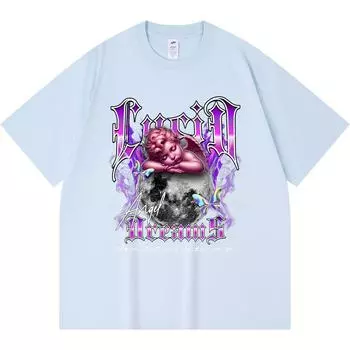 230GSM 100% Cotton T-Shirt Lucid Dreams Print Tees Funny Harajuku Style Combed Cotton Tshirt XS абрикосовый