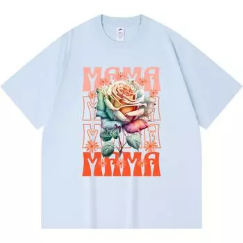 230GSM 100% Cotton T-Shirt MAMA Print Tees Funny Harajuku Style Combed Cotton Tshirt XS абрикосовый