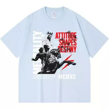 230GSM 100% Cotton T-Shirt Mentality Print Tees Funny Harajuku Style Combed Cotton Tshirt XS абрикосовый