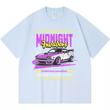 230GSM 100% Cotton T-Shirt Midnight Invaders Print Tees Funny Harajuku Style Combed Cotton Tshirt XS абрикосовый