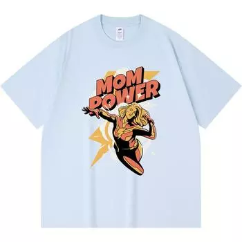 230GSM 100% Cotton T-Shirt Moms Power Print Tees Funny Harajuku Style Combed Cotton Tshirt XS абрикосовый