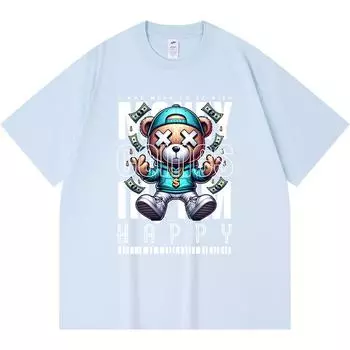 230GSM 100% Cotton T-Shirt Money Comes In, Im Happy Print Tees Funny Harajuku Style Combed Cotton Tshirt XS абрикосовый