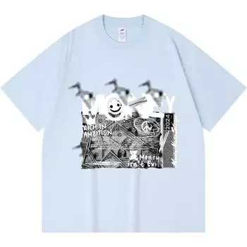 230GSM 100% Cotton T-Shirt Money Isn t Evil Print Tees Funny Harajuku Style Combed Cotton Tshirt XS абрикосовый