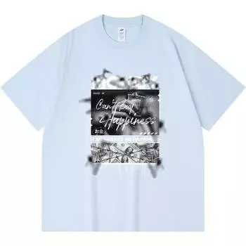 230GSM 100% Cotton T-Shirt Money Print Tees Funny Harajuku Style Combed Cotton Tshirt XS абрикосовый