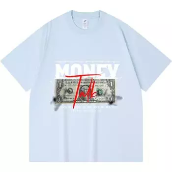 230GSM 100% Cotton T-Shirt Money Talk Print Tees Funny Harajuku Style Combed Cotton Tshirt XS абрикосовый