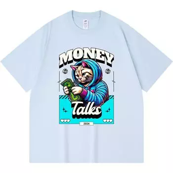 230GSM 100% Cotton T-Shirt Money Talks T-shirt Print Tees Funny Harajuku Style Combed Cotton Tshirt XS абрикосовый