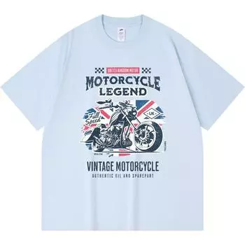 230GSM 100% Cotton T-Shirt Motorcycle Legend Vintage Retro Print Tees Funny Harajuku Style Combed Cotton Tshirt XS абрикосовый