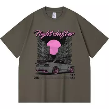 230GSM 100% Cotton T-Shirt Nightshifter Print Tees Funny Harajuku Style Combed Cotton Tshirt XS абрикосовый