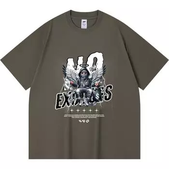 230GSM 100% Cotton T-Shirt No Excuses Print Tees Funny Harajuku Style Combed Cotton Tshirt XS абрикосовый