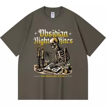 230GSM 100% Cotton T-Shirt Obsidian Night Rites Template Design Print Tees Funny Harajuku Style Combed Cotton Tshirt XS абрикосовый