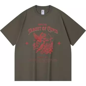 230GSM 100% Cotton T-Shirt Official Target Of Cupid Print Tees Funny Harajuku Style Combed Cotton Tshirt XS абрикосовый