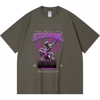 230GSM 100% Cotton T-Shirt Ostentatious Print Tees Funny Harajuku Style Combed Cotton Tshirt XS абрикосовый