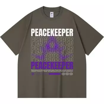 230GSM 100% Cotton T-Shirt Peacekeeper Print Tees Funny Harajuku Style Combed Cotton Tshirt XS абрикосовый