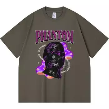 230GSM 100% Cotton T-Shirt Phantom Print Tees Funny Harajuku Style Combed Cotton Tshirt XS абрикосовый