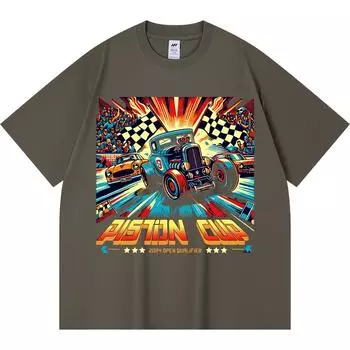 230GSM 100% Cotton T-Shirt Piston Cup Print Tees Funny Harajuku Style Combed Cotton Tshirt XS абрикосовый