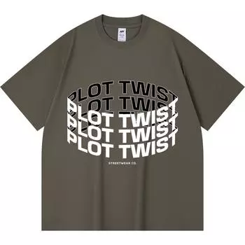 230GSM 100% Cotton T-Shirt Plot Twist Print Tees Funny Harajuku Style Combed Cotton Tshirt XS абрикосовый