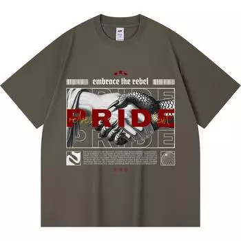 230GSM 100% Cotton T-Shirt Pride Print Tees Funny Harajuku Style Combed Cotton Tshirt XS абрикосовый