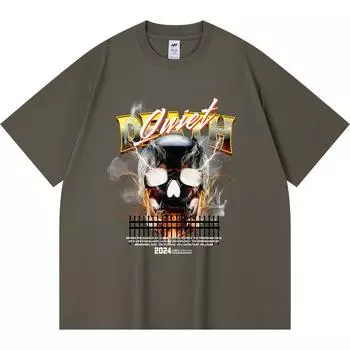 230GSM 100% Cotton T-Shirt Quiet Death Print Tees Funny Harajuku Style Combed Cotton Tshirt XS абрикосовый