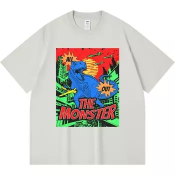 230GSM 100% Cotton T-Shirt Rampage Print Tees Funny Harajuku Style Combed Cotton Tshirt XS абрикосовый