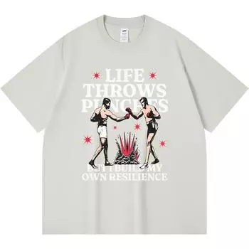 230GSM 100% Cotton T-Shirt Resilience Print Tees Funny Harajuku Style Combed Cotton Tshirt XS абрикосовый