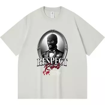 230GSM 100% Cotton T-Shirt Respect Rebels Print Tees Funny Harajuku Style Combed Cotton Tshirt XS абрикосовый