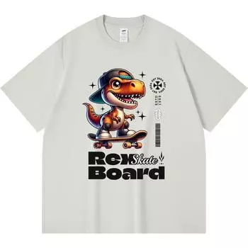 230GSM 100% Cotton T-Shirt Rex Streetwear Print Tees Funny Harajuku Style Combed Cotton Tshirt XS абрикосовый