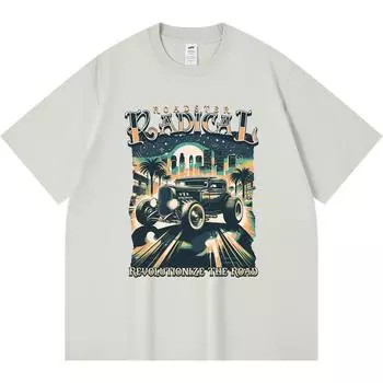 230GSM 100% Cotton T-Shirt Roadster Radical Print Tees Funny Harajuku Style Combed Cotton Tshirt XS абрикосовый