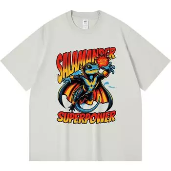 230GSM 100% Cotton T-Shirt Salamander Exotic Superpower Hero Funny Animals Print Tees Funny Harajuku Style Combed Cotton Tshirt XS абрикосовый