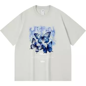 230GSM 100% Cotton T-Shirt Satarupa Butterfly Print Tees Funny Harajuku Style Combed Cotton Tshirt XS абрикосовый