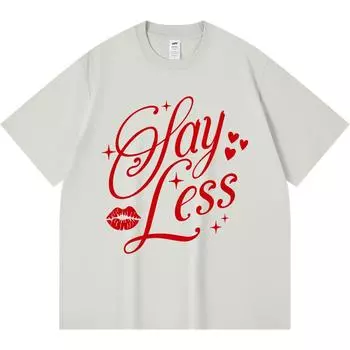 230GSM 100% Cotton T-Shirt Say Less Print Tees Funny Harajuku Style Combed Cotton Tshirt XS абрикосовый