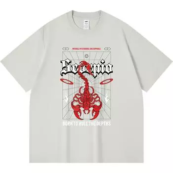 230GSM 100% Cotton T-Shirt Scorpio Print Tees Funny Harajuku Style Combed Cotton Tshirt XS абрикосовый