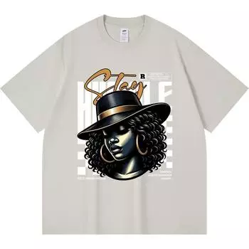 230GSM 100% Cotton T-Shirt Stay Humble Print Tees Funny Harajuku Style Combed Cotton Tshirt XS абрикосовый