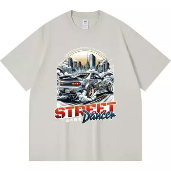 230GSM 100% Cotton T-Shirt Street Dancer Print Tees Funny Harajuku Style Combed Cotton Tshirt XS абрикосовый