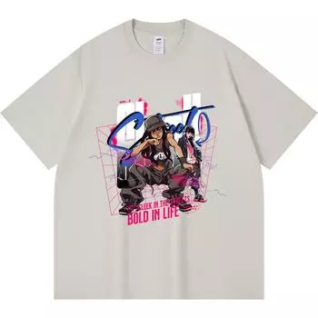 230GSM 100% Cotton T-Shirt Street Sleek Print Tees Funny Harajuku Style Combed Cotton Tshirt XS абрикосовый