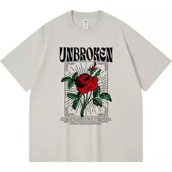 230GSM 100% Cotton T-Shirt Streetwear Y2k Rose T-shirt design Print Tees Funny Harajuku Style Combed Cotton Tshirt XS абрикосовый