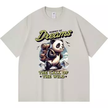 230GSM 100% Cotton T-Shirt Summit Of Dreams Print Tees Funny Harajuku Style Combed Cotton Tshirt XS абрикосовый