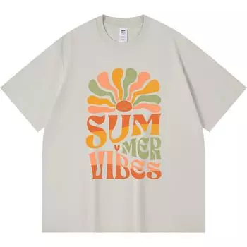 230GSM 100% Cotton T-Shirt Sunny Warm Glow T-Shirt Design Print Tees Funny Harajuku Style Combed Cotton Tshirt XS абрикосовый