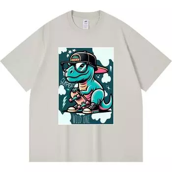 230GSM 100% Cotton T-Shirt Super Wild One Print Tees Funny Harajuku Style Combed Cotton Tshirt XS абрикосовый