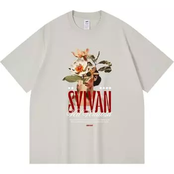 230GSM 100% Cotton T-Shirt Sylvan Veil Virtuosa Print Tees Funny Harajuku Style Combed Cotton Tshirt XS абрикосовый