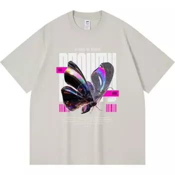 230GSM 100% Cotton T-Shirt Symbol of Beauty Print Tees Funny Harajuku Style Combed Cotton Tshirt XS абрикосовый