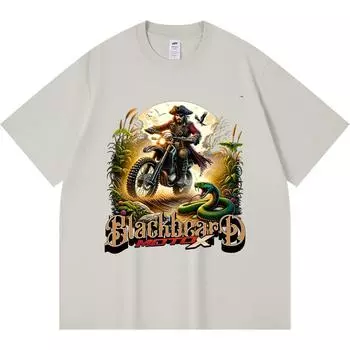 230GSM 100% Cotton T-Shirt T-shirt Pirate Artwork Print Tees Funny Harajuku Style Combed Cotton Tshirt XS абрикосовый