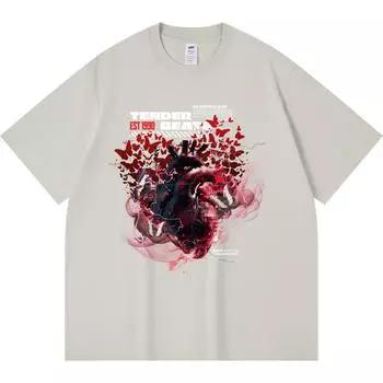 230GSM 100% Cotton T-Shirt Tender Beats Print Tees Funny Harajuku Style Combed Cotton Tshirt XS абрикосовый