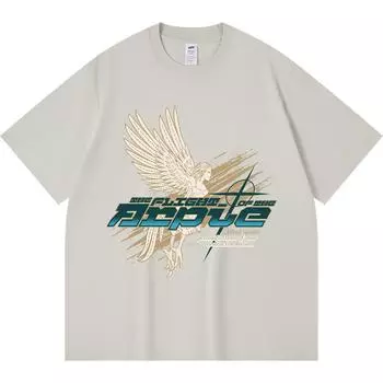 230GSM 100% Cotton T-Shirt The Flight of the Arpie Angel Wings Print Tees Funny Harajuku Style Combed Cotton Tshirt XS абрикосовый